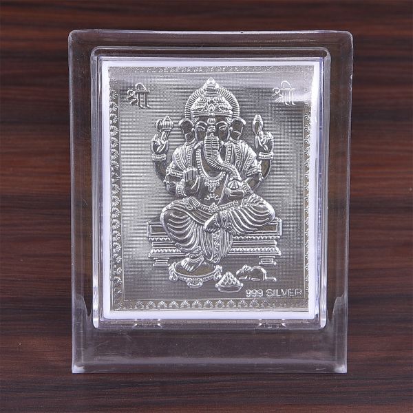 Ganesh 999 Silver Photo Stand Medium