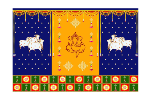 Backdrop-Ganesh With Cow And Calf