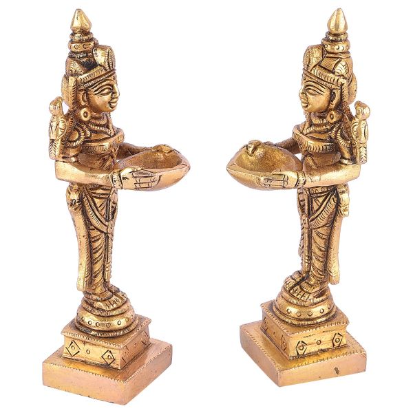 Brass Deepa Lakshmi Pair Medium