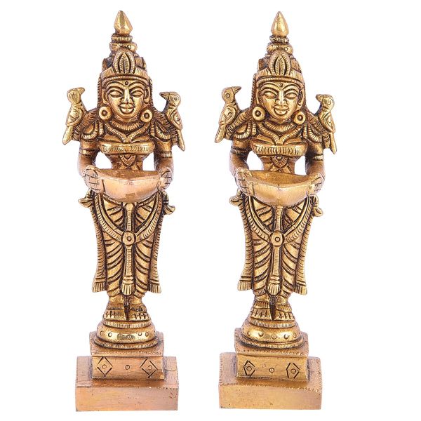 Brass Deepa Lakshmi Pair Medium