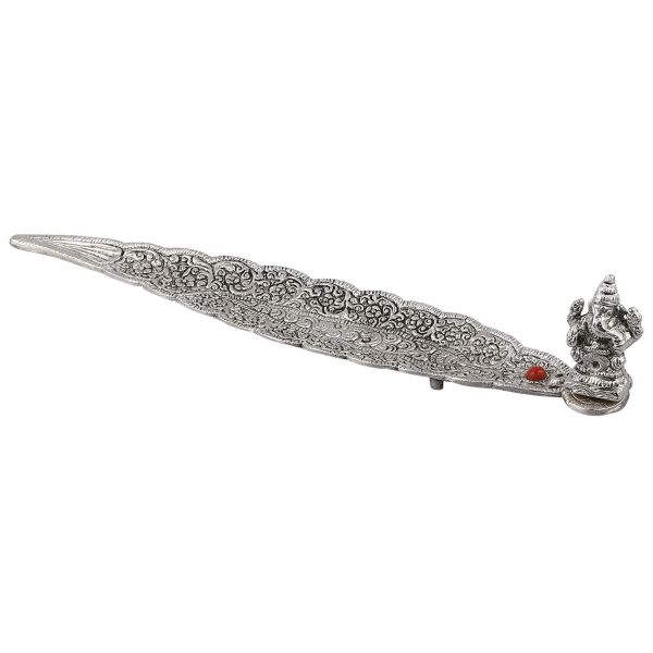 White Metal Leaf Agarbathi Stand Big