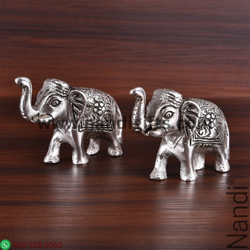 Whitemetal elephant statue pair mini