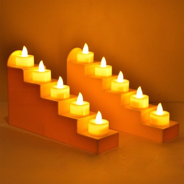 Yellow Acrylic Steps with LED Candles