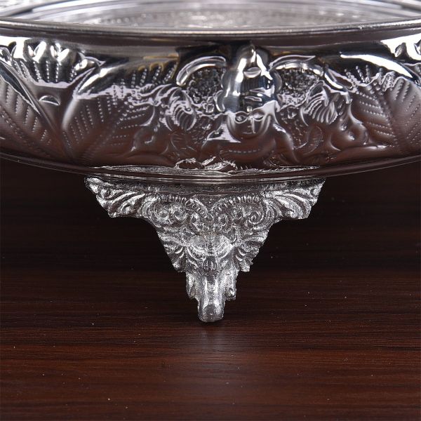German Silver Astalakshmi Carved Pooja Plate 10