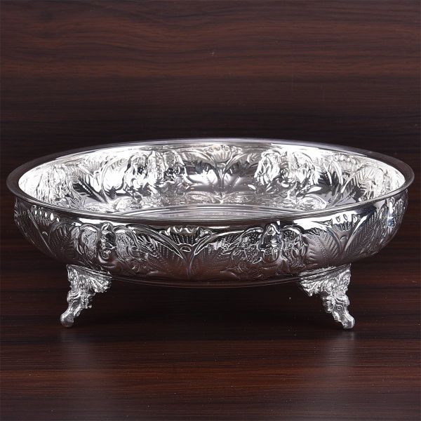 German Silver Astalakshmi Carved Pooja Plate 10