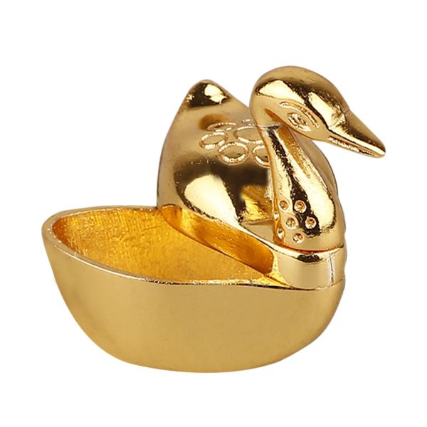 Gold Plated Swan Kumkum Box Big