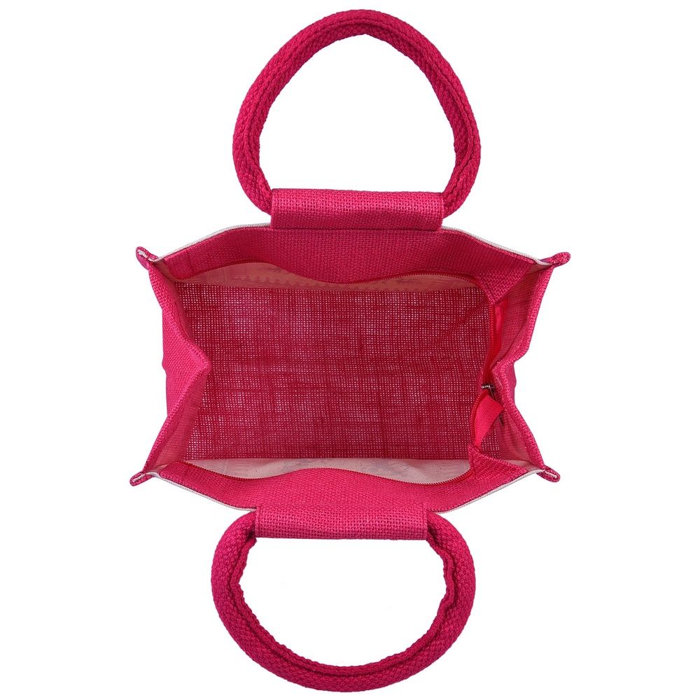 Jute Bag - canvas tribal print small