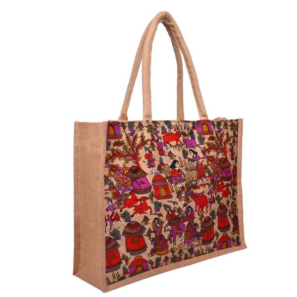 Jute Bag - Kalamkari Rural 13x16