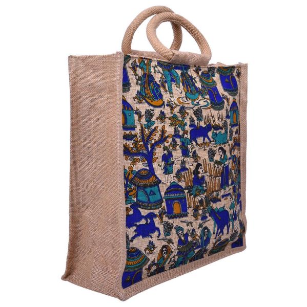 Jute Bag -Kalamkari Rural 12x14