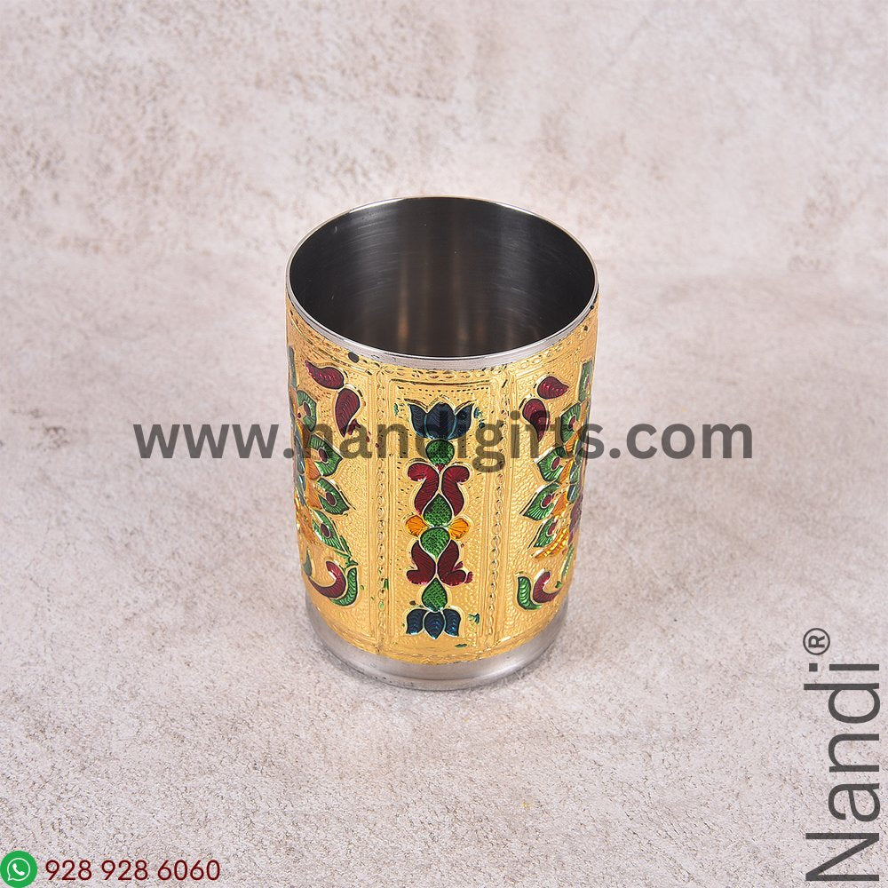 Minakari Glass Gold Peacock