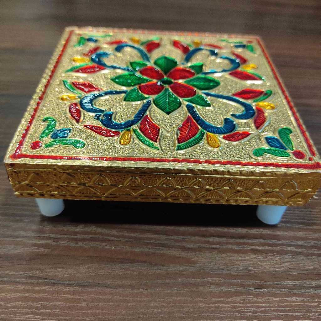 Minakari Pooja Chowki 4x4 inch
