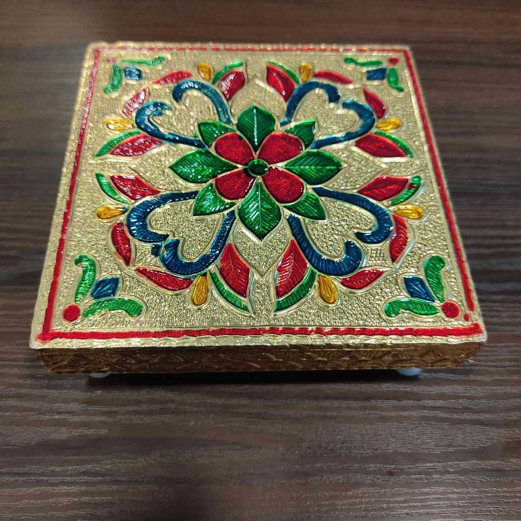 Minakari Pooja Chowki 4x4 inch