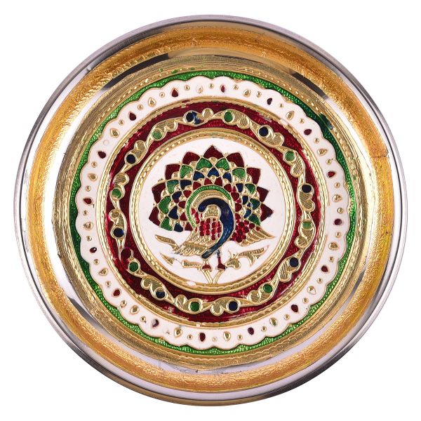 Minakari Pooja Thali Peacock Design 9