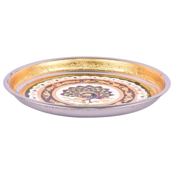 Minakari Pooja Thali Peacock Design 9