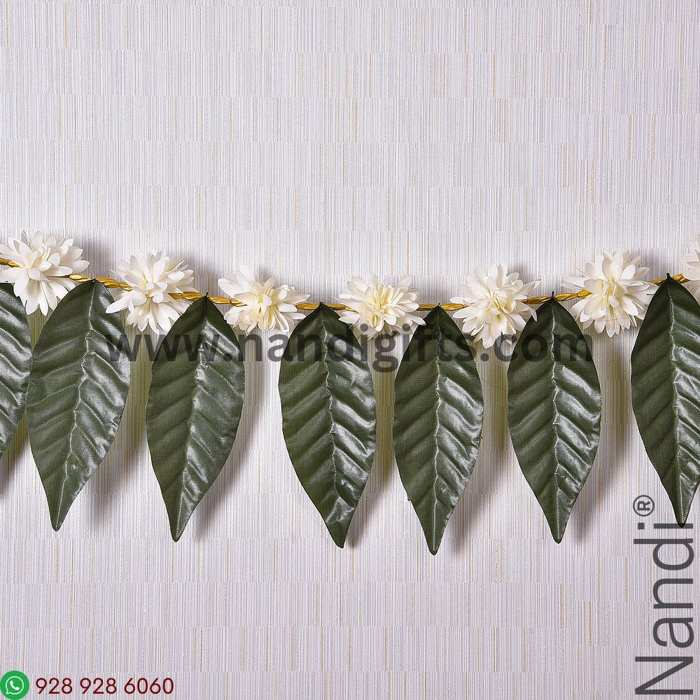 Natural Look Mango Leaf White Floral Toran