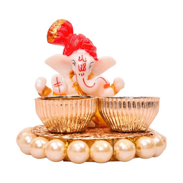 Pearl Base Pagdi Ganesh Kumkum set