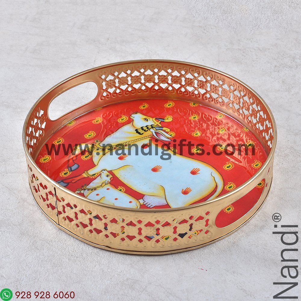 PICHWAI COW PLATE 8 INCH GOLD