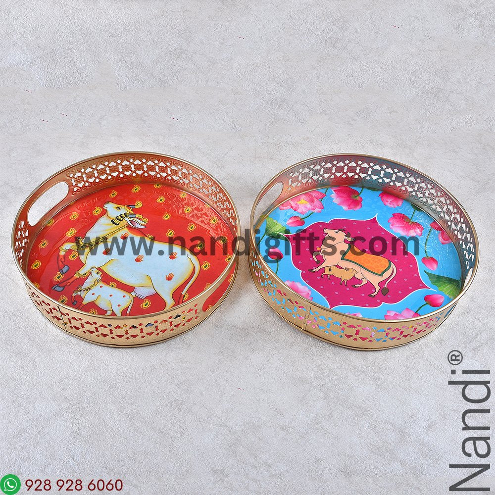PICHWAI COW PLATE 8 INCH GOLD