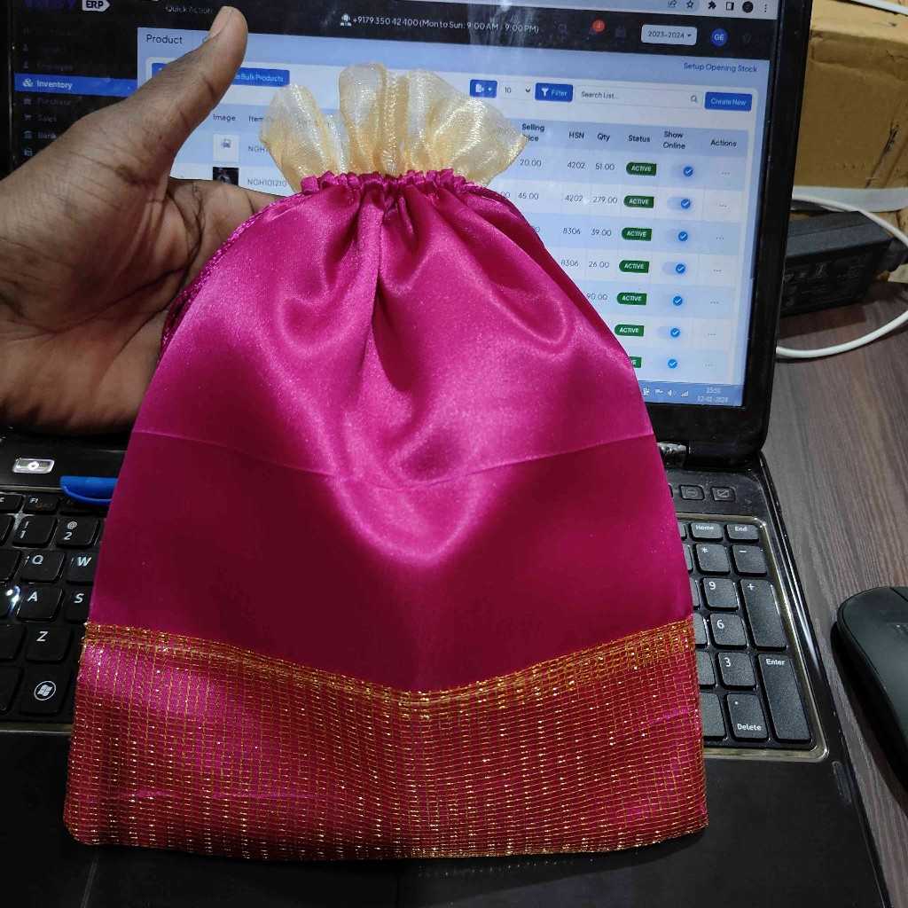 PINK SATIN POTLI