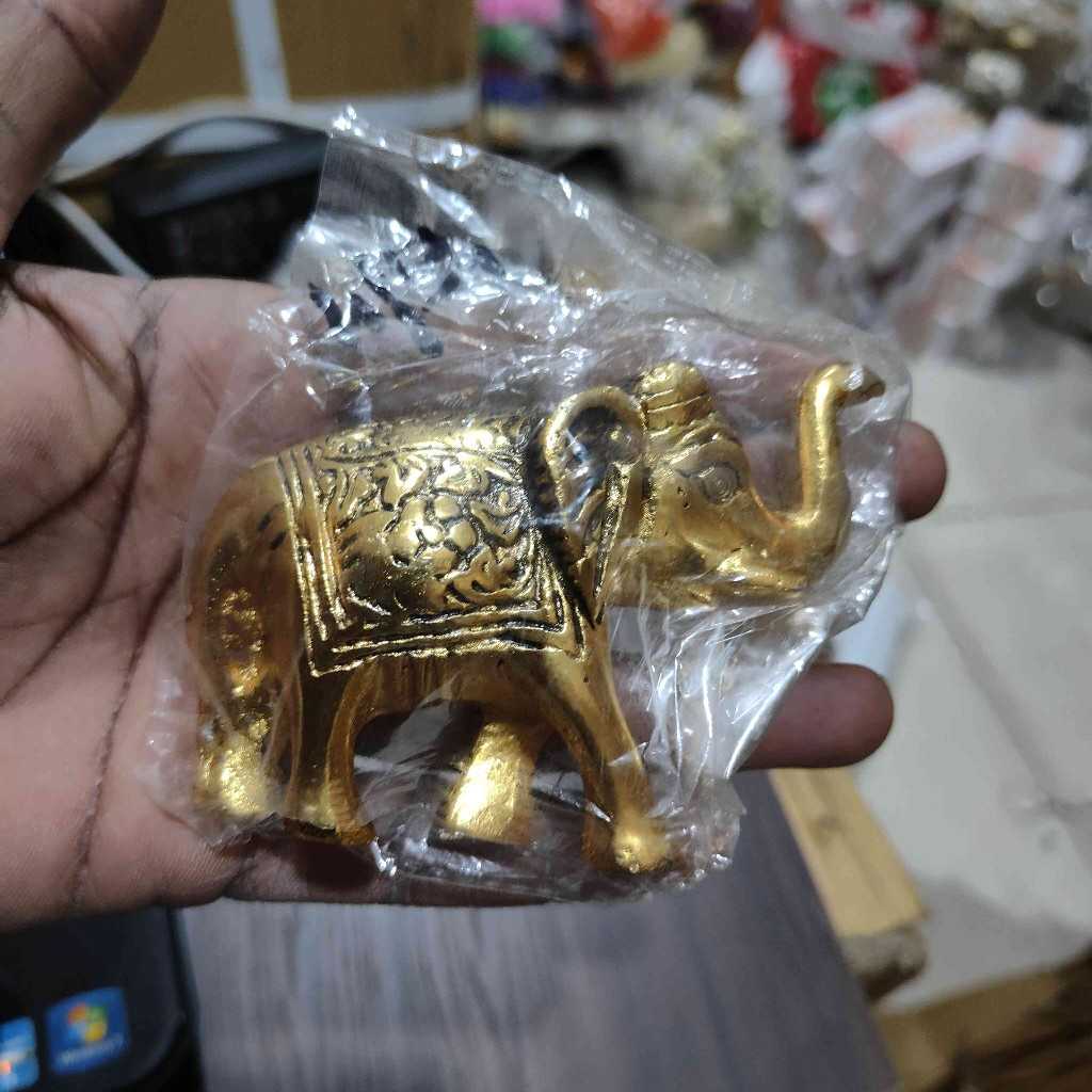 ELEPHANT MINI PAIR GOLDEN ANTIQ