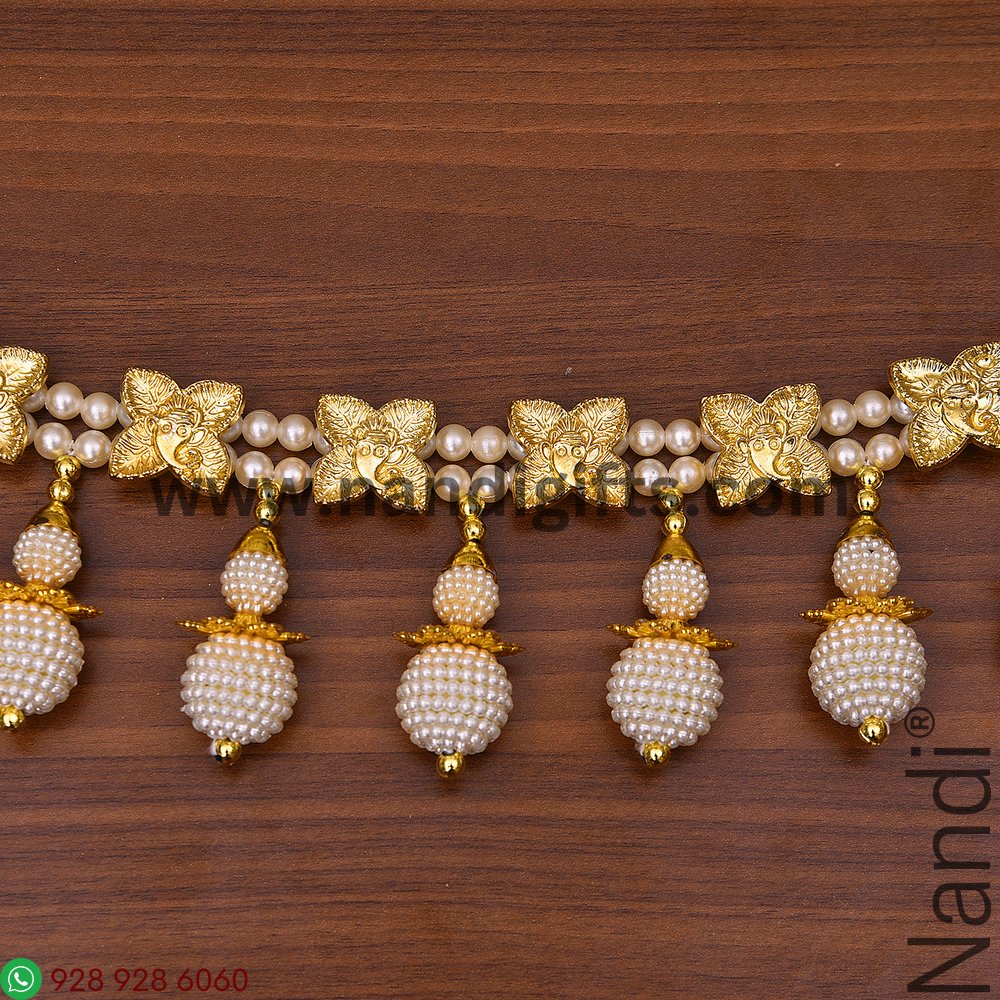 PEARL GOLDEN LEAF GANESH TORAN