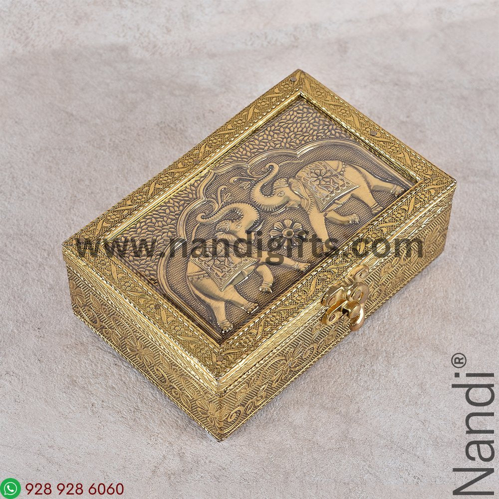 ELEPHANT EMBOSS BOX 5X7 GOLD