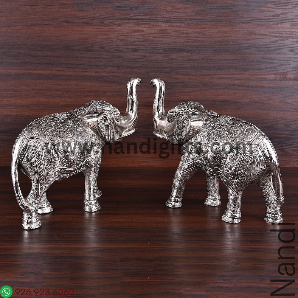 WHITE METAL ELEPHANT JUMBO MEDIUM PAIR