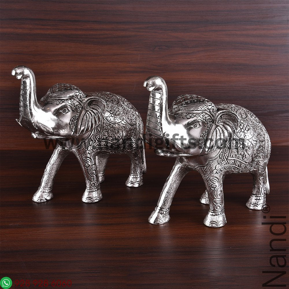 WHITE METAL ELEPHANT JUMBO BIG PAIR