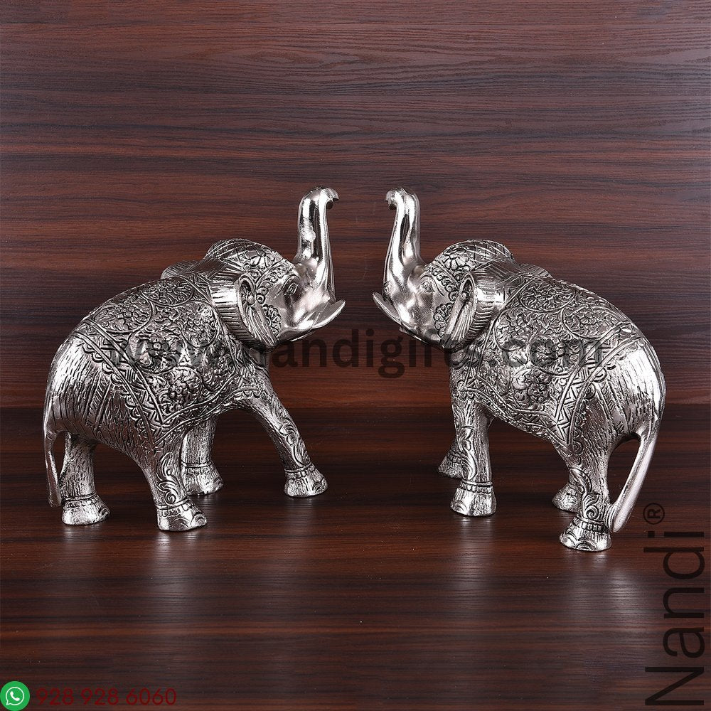 WHITE METAL ELEPHANT JUMBO BIG PAIR