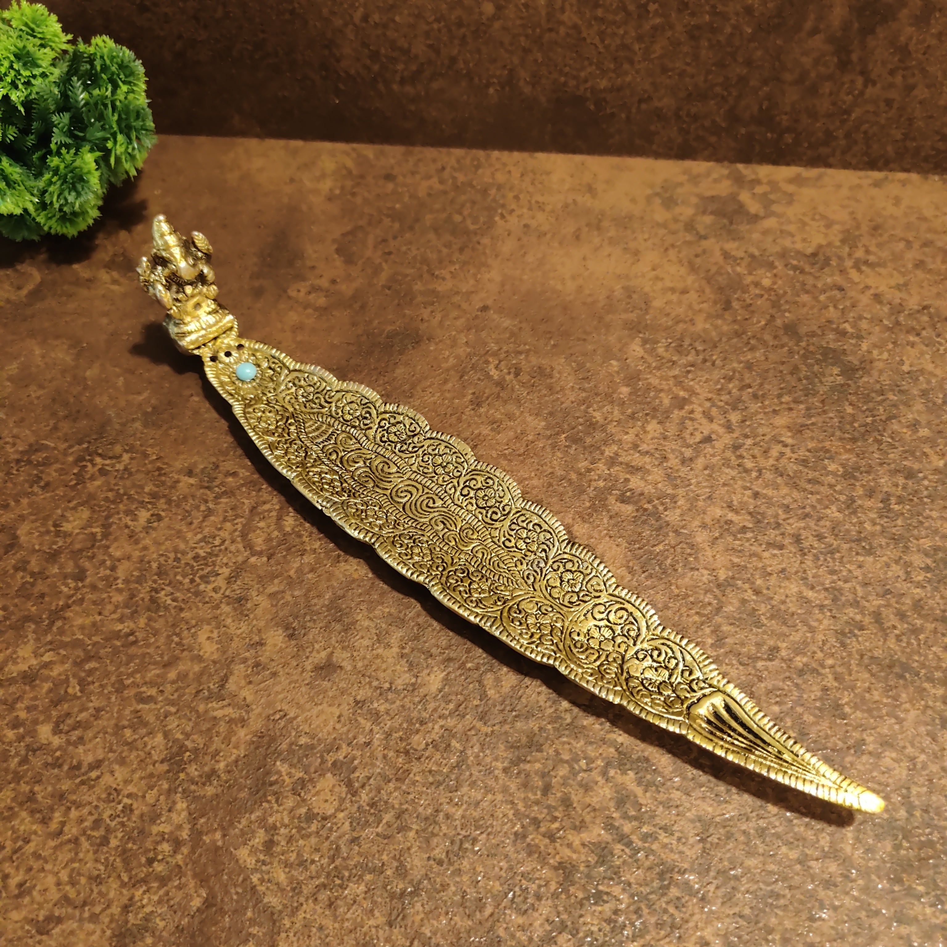 Agarbatti Leaf Golden Antiq Big