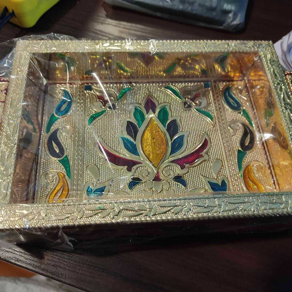 Minakari tray with Handle 5X7