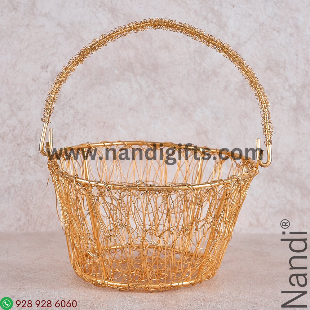 Metal Round Fancy Basket Small