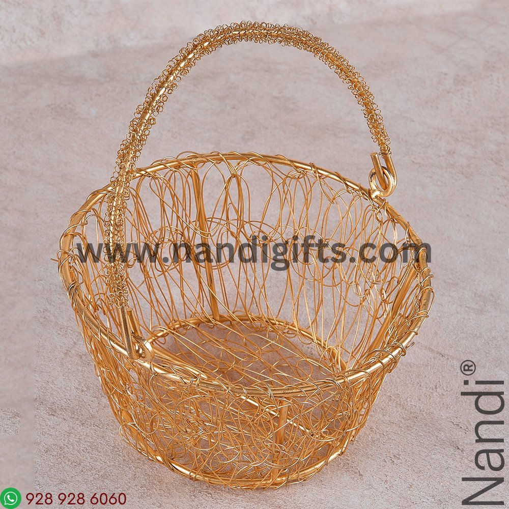 Metal Round Fancy Basket Small