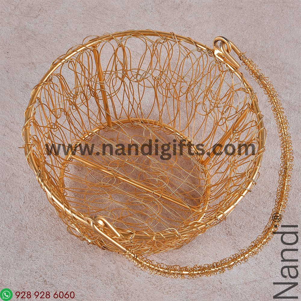 Metal Round Fancy Basket Small