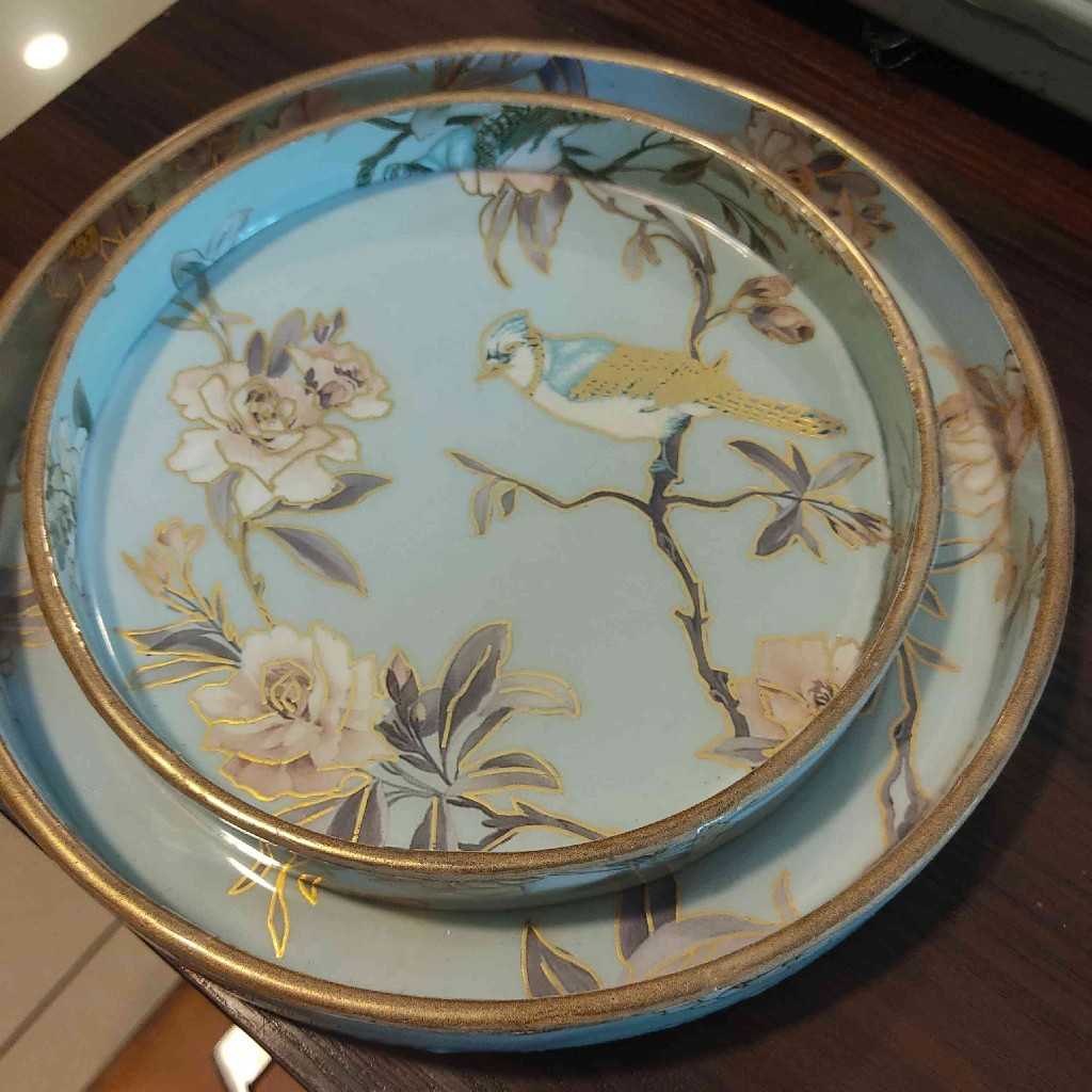 Round MDF Resin Plate Set of 2