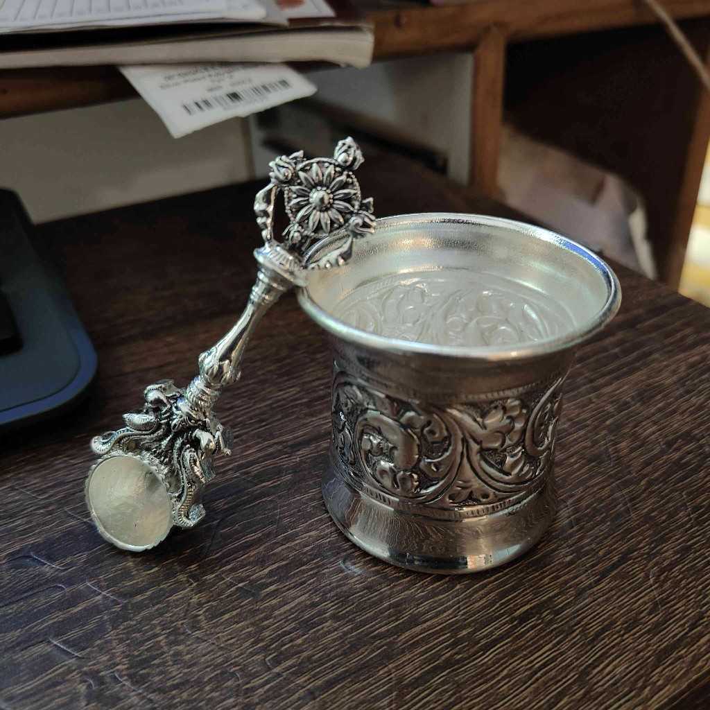 PRE ANTIQ GERMAN SILVER PUNCHPATRA SET SMALL