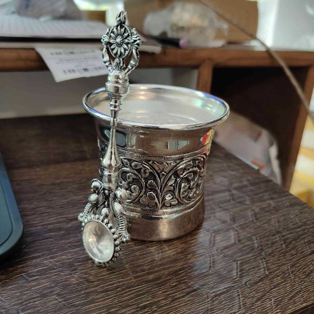 PRE ANTIQ GERMAN SILVER PUNCHPATRA SET BIG