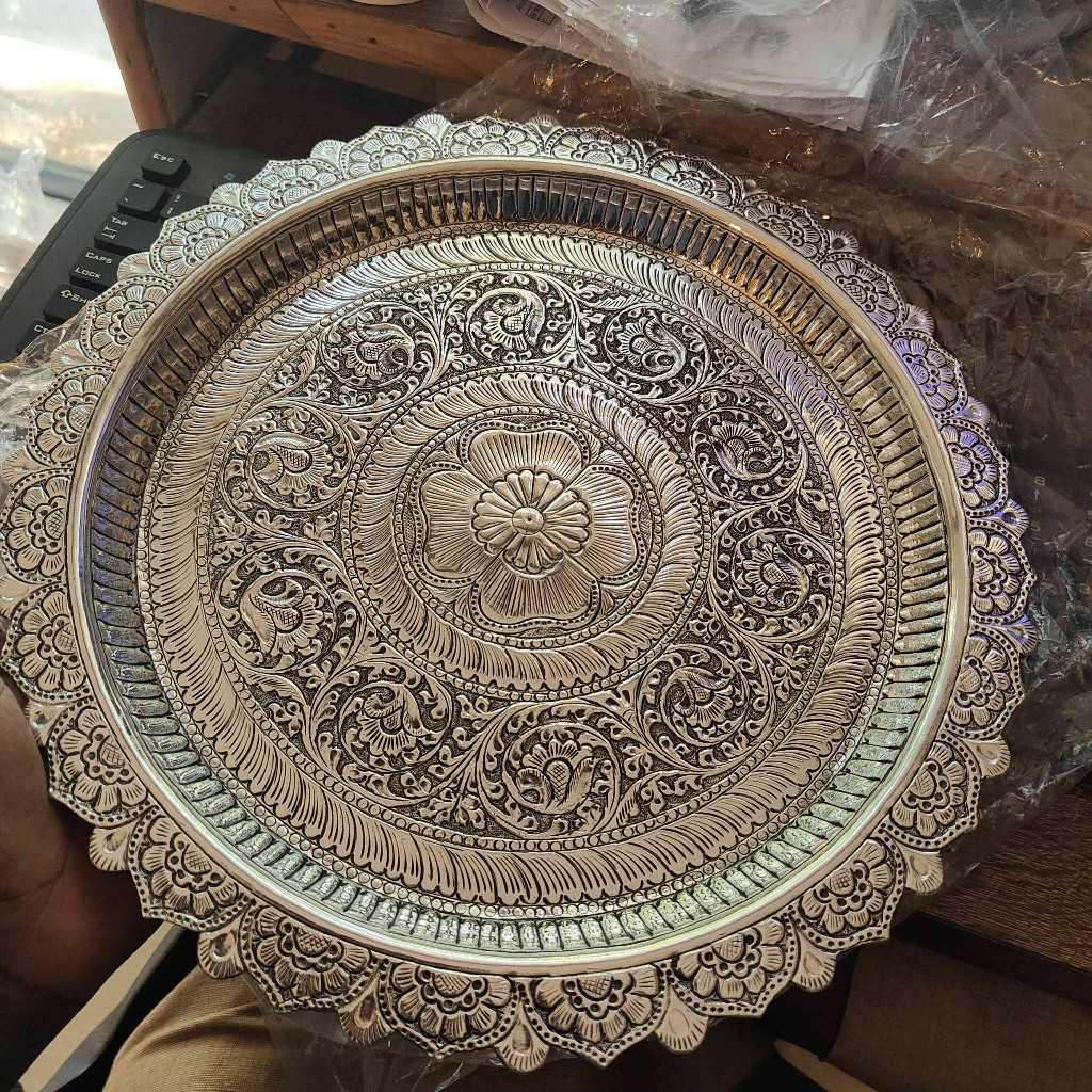 PRE ANTIQ GERMAN SILVER THALI FLAT 13