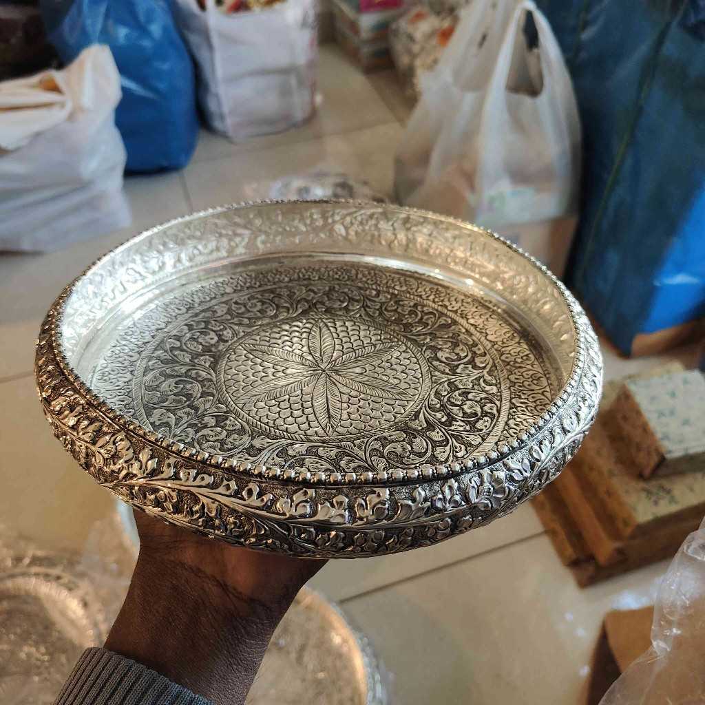 PRE ANTIQ GERMAN SILVER THALI FLORAL 9