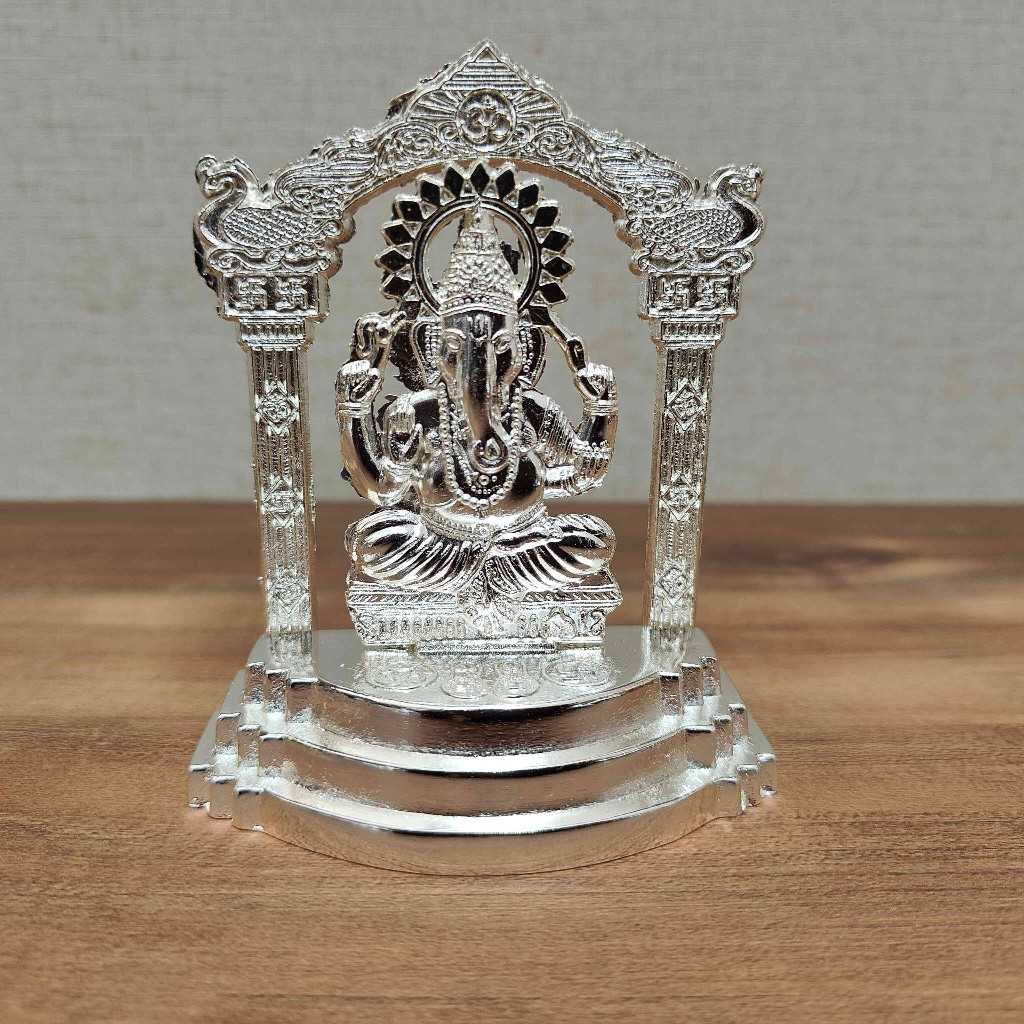 Ganesh Mahrav Mandir Silver Finish
