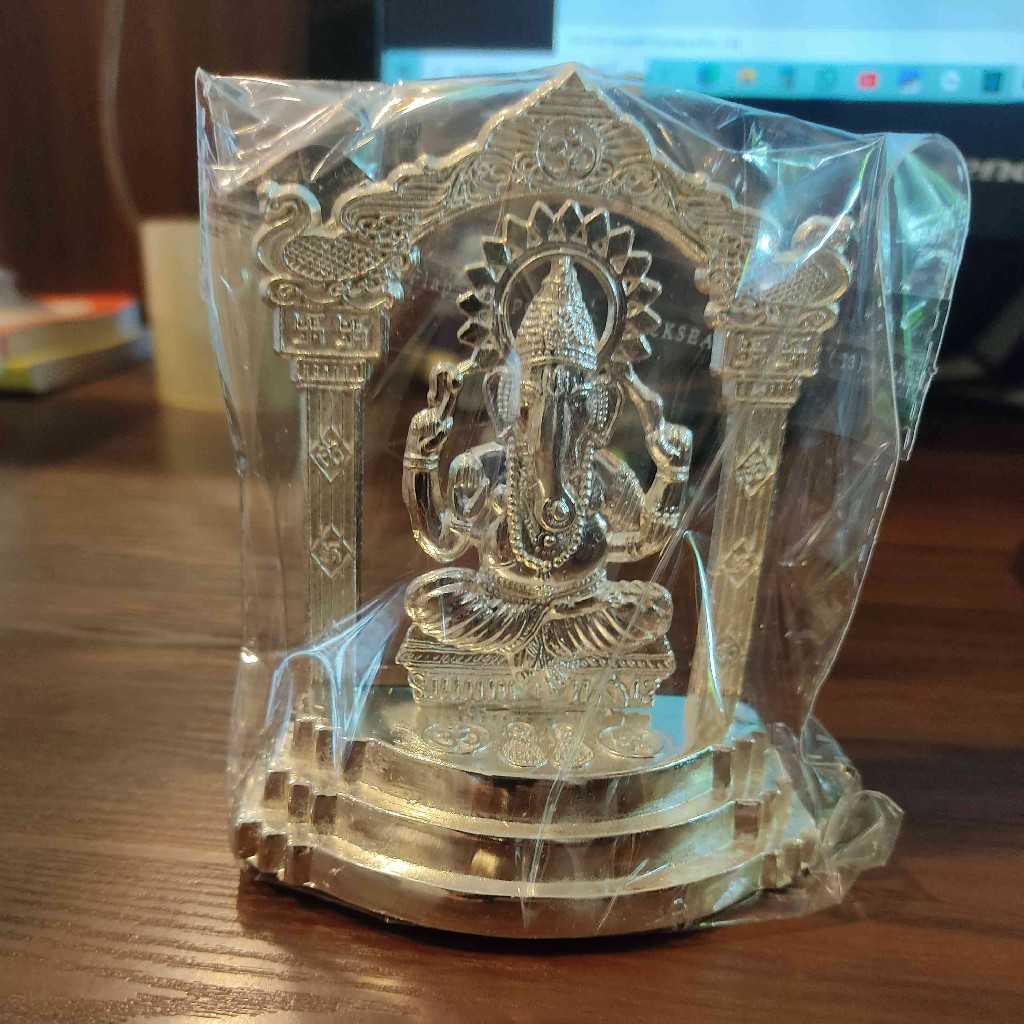 Ganesh Mahrav Mandir Silver Finish