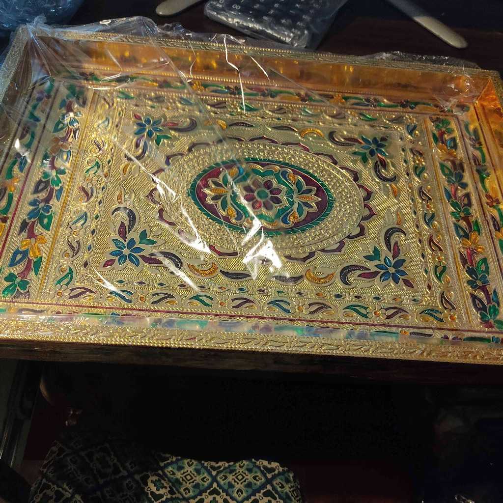 Minakari Tray With Handle 12X18