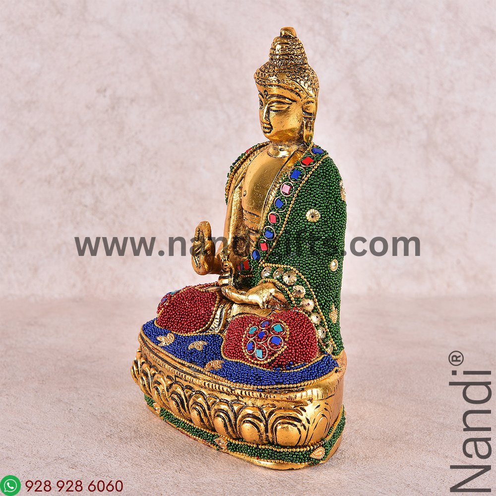 Buddha Stone Work Golden Antiq Big