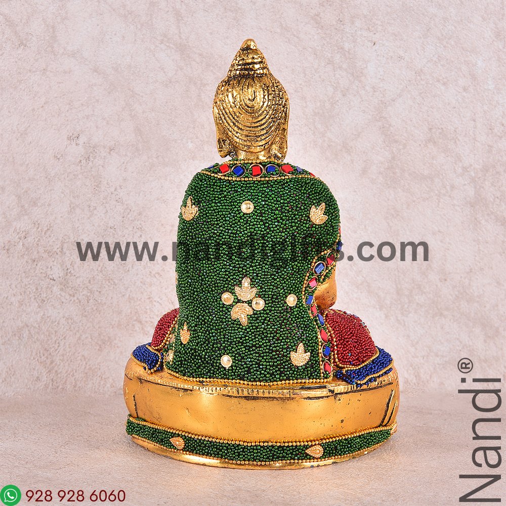 Buddha Stone Work Golden Antiq Big