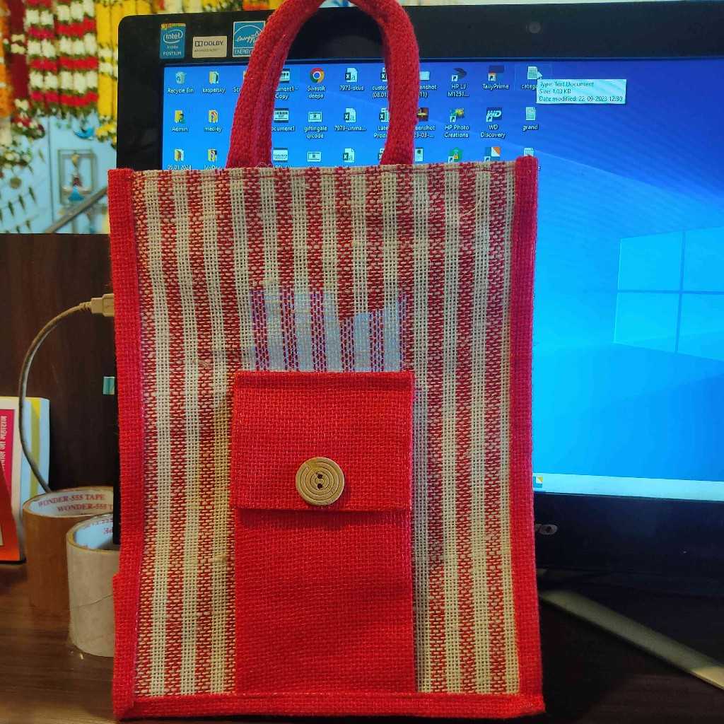 Jute Bag Stripes 10x11