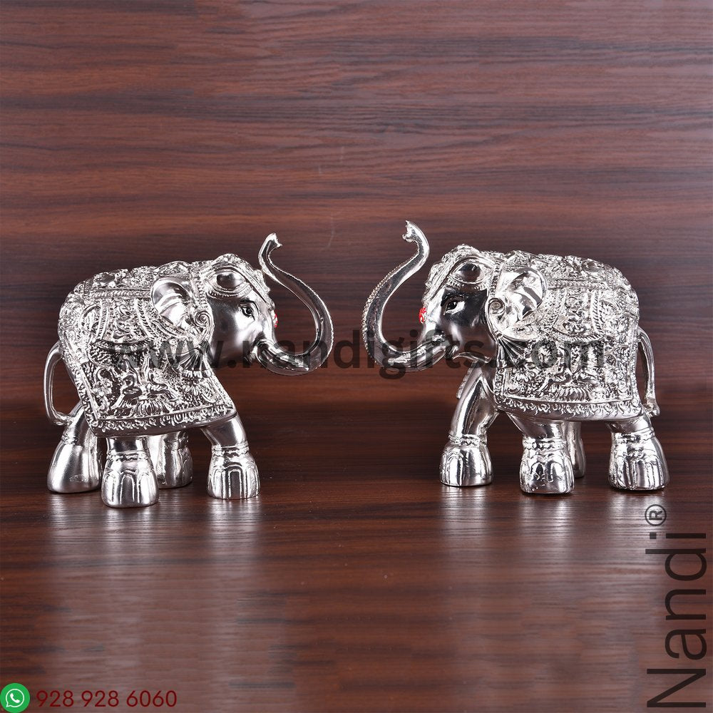 Silver Plated Elephant Pair 4