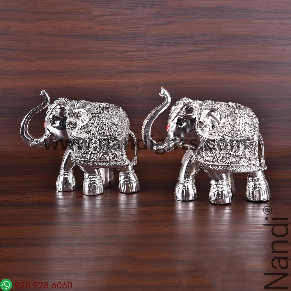 Silver Plated Elephant Pair 4