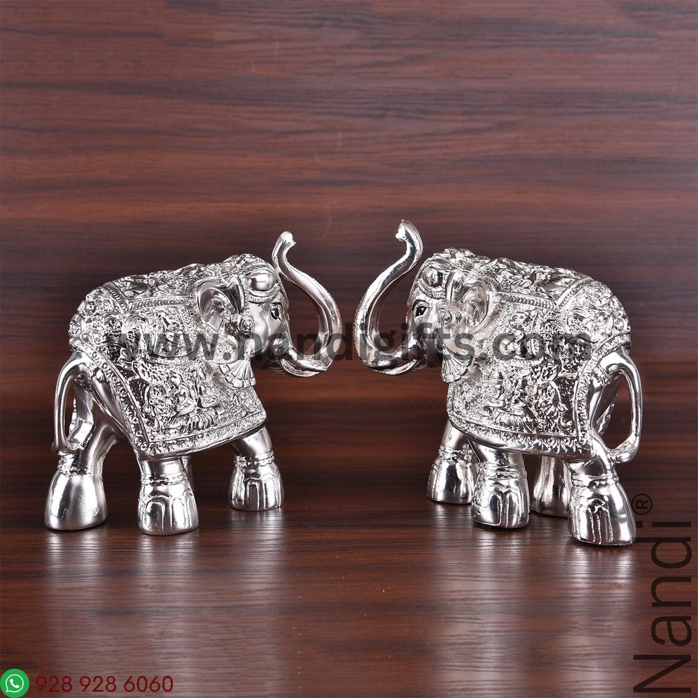 Silver Plated Elephant Pair 4