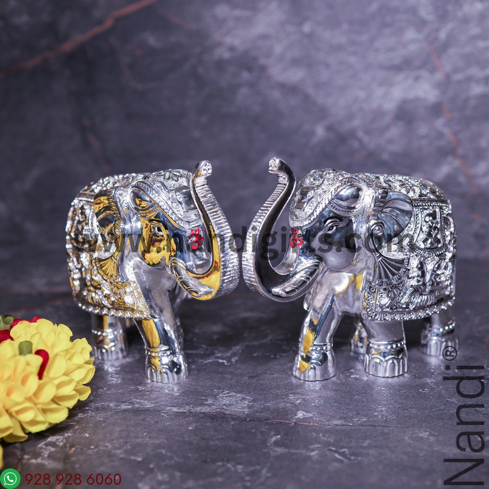Silver Plated Elephant Pair 4