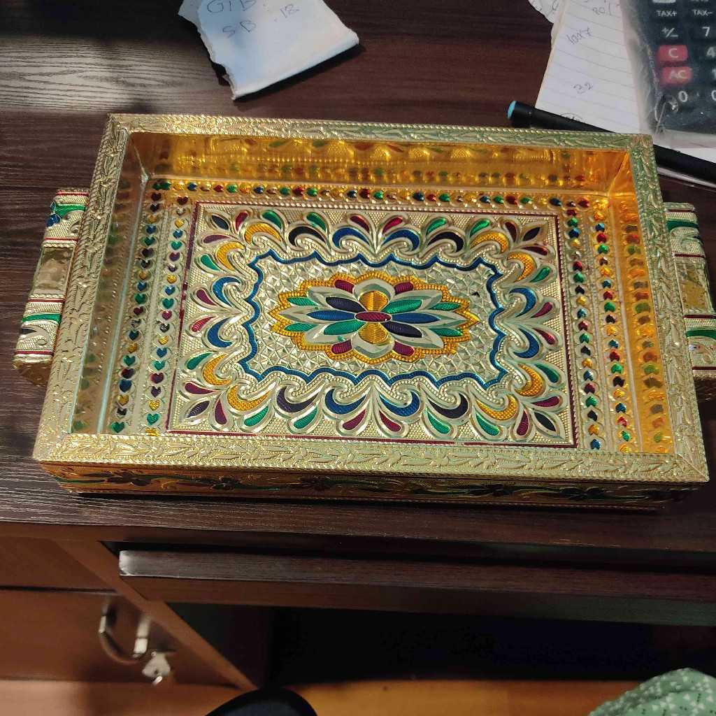 Minakari Tray With Handle 7x10